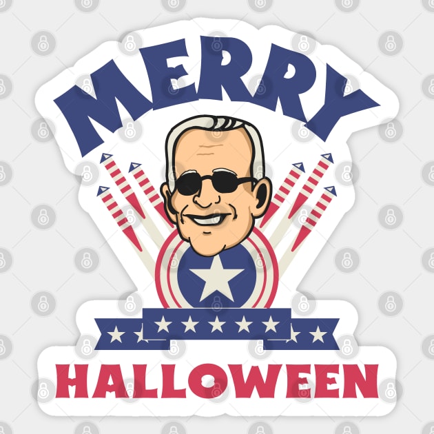 Merry Halloween - Joe Biden Funny Confused Happy 4th of July Sticker by Etopix